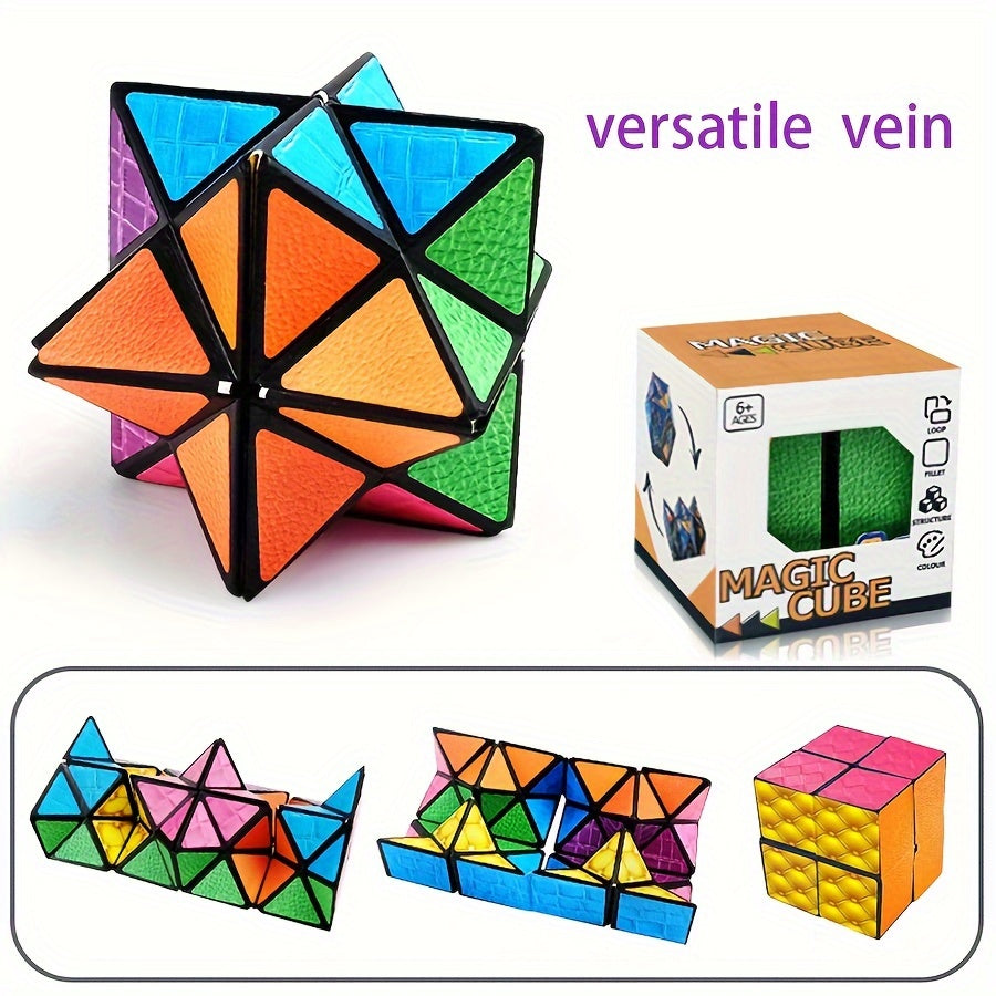 [Magic Cube] 3D Hexagon Magic Cube | Infinity Puzzle for Youngsters, Space Geometry Flip Toy, Brain Boost & Relax, Mixed Colors, ABS Material