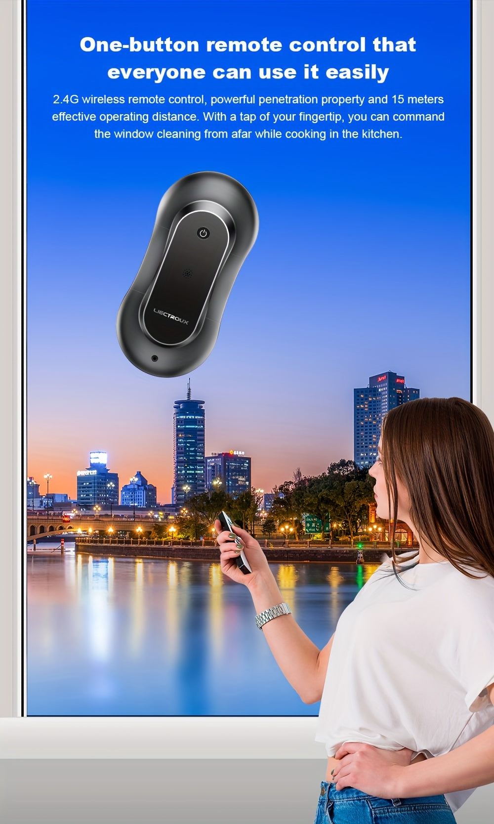 Robot Window Cleaner Liectroux YW810, 2-Way Water Spray, Ultra-thin, Robot Vacuum Cleaner For Windows, Home Electric Glass Washer & Wiper, Dry & Wet Mopping, AI Route, Brushless Motor, APP & Remote Control, Quadruple Security