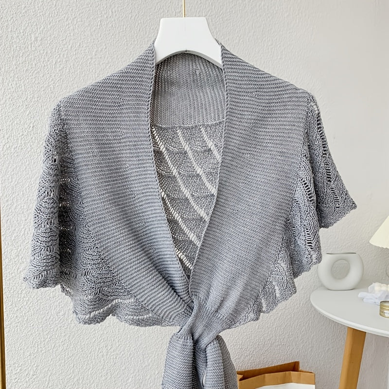 Women'S Stylish Openwork Yarn Shawl - Lightweight, Breathable Polyester, Perfect for Layering or Standalone Outfits, Machine Washable, Weekend Casual Wrap | Versatile Shawl | Stylish Knitwear, Shawls for Winter