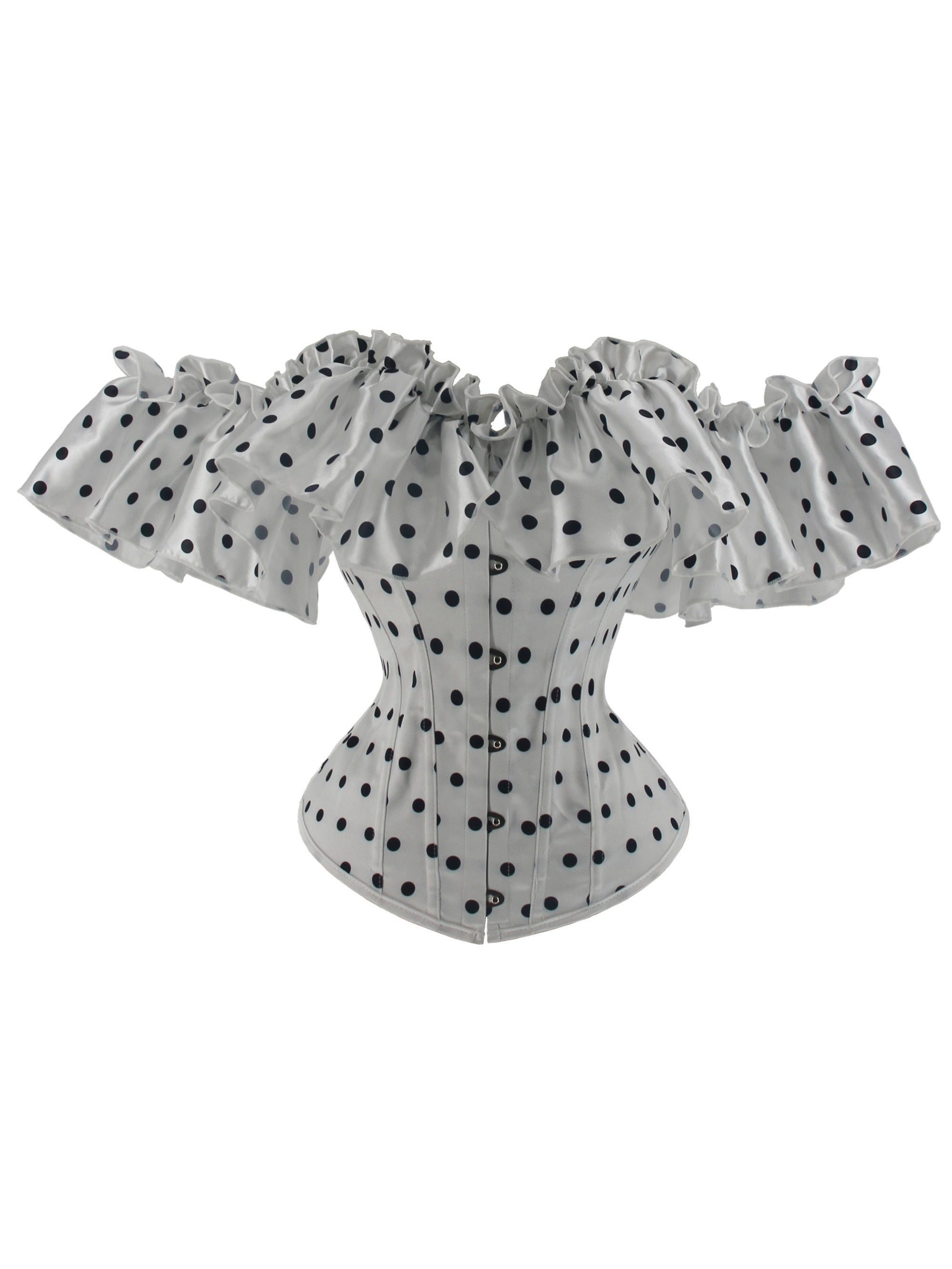 Black Flounce Sleeve Corset Tops, Lace Up Bustier Shapewear Top, Women's Lingerie & Shapewear