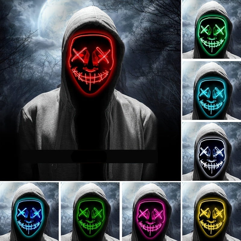 Halloween Light Mask LED Full Face Mask, Clown Glow Mask For Adult, For Christmas, Halloween, Thanksgiving