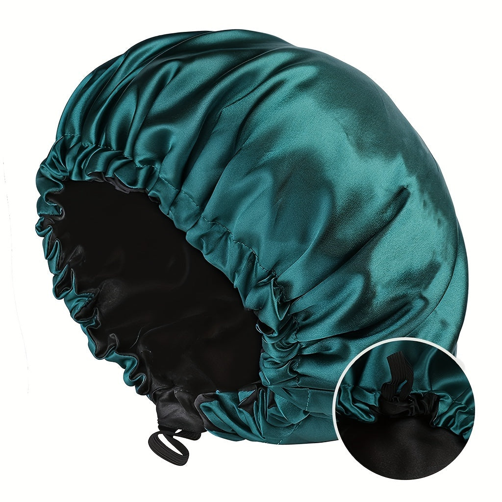 Satin Bonnet For Sleeping Adjustable Bonnet For Curly Hair Bonnets Double Layer Large Satin Lined Sleep Cap For Women