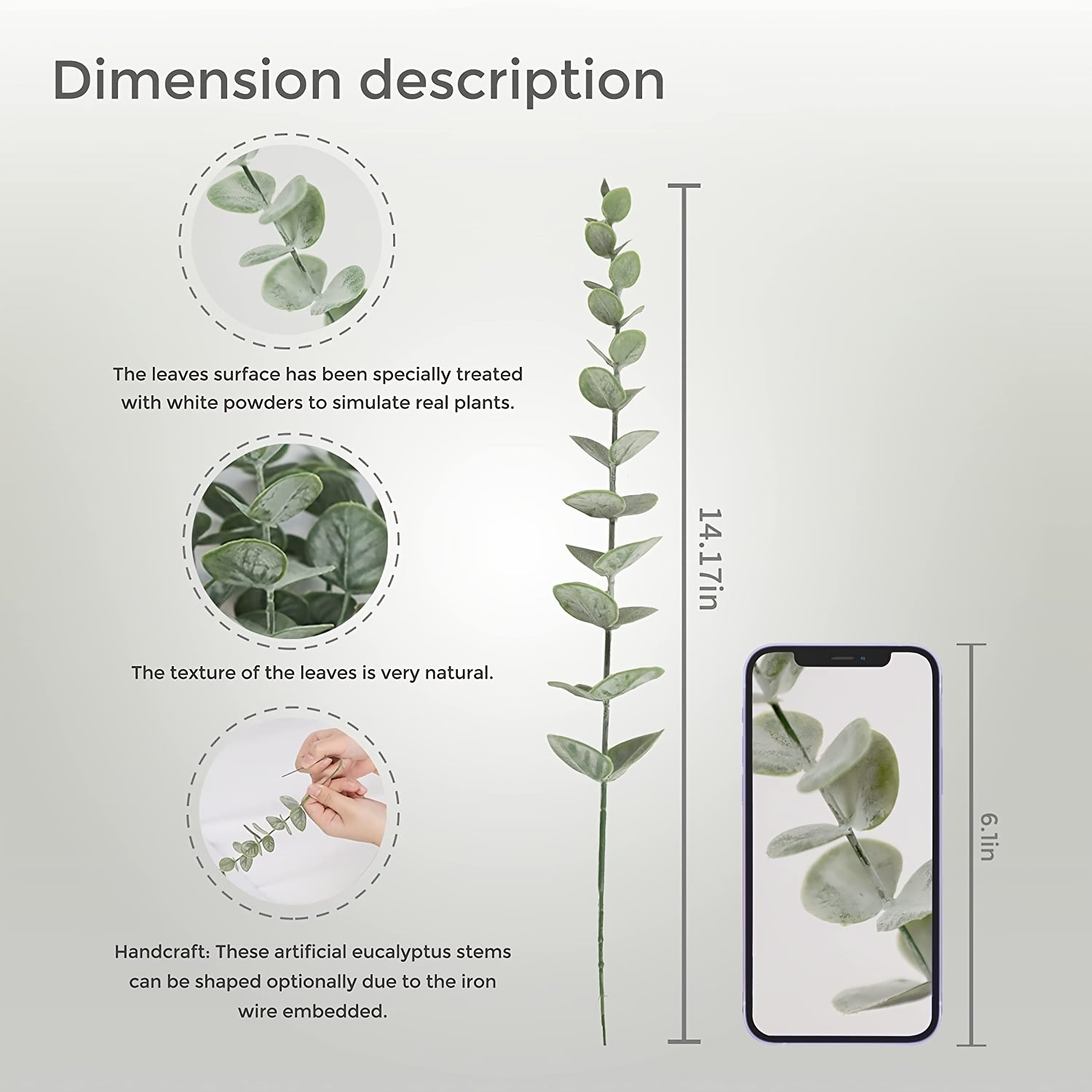 18pcs Artificial Eucalyptus Stems - Realistic Green Faux Greenery with Lifelike Leaves, 15 Inch Durable Plastic Stems for Wedding Bouquet, Home Decor, Party Centerpieces - No Maintenance, No Electricity Needed, Eucalyptus Dec