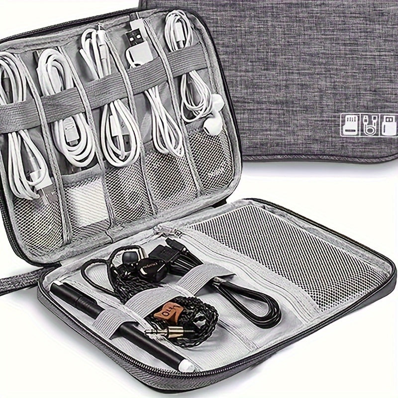 Large Capacity Electronics Organizer, Data Cable Power Storage Bag, Lightweight USB Charger Case & Travel Accessories