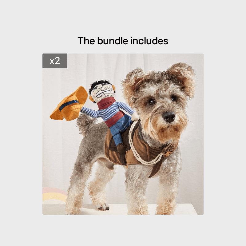 Funny Cowboy Rider Pet Costume for Small and Medium Dogs and Cats - Perfect for Halloween and Costume Parties