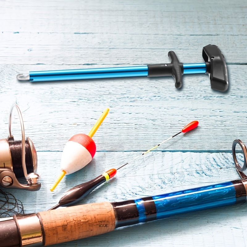 1pc T-Shaped Fish Hook Remover - Aluminum Alloy Fishing Tool with Ergonomic Handle & Blue Handle for Efficient Hook Separation, Ideal for Holiday Gifts (Father'S Day, Christmas, Thanksgiving), Fishing Accessory, Sleek Metalli