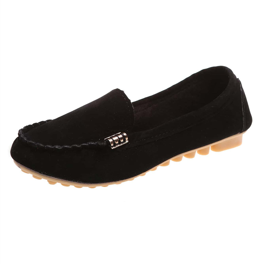 Women's Flat Slip On Loafers, Black Comfortable Non-slip Moccasins Shoes, Casual Walking Shoes