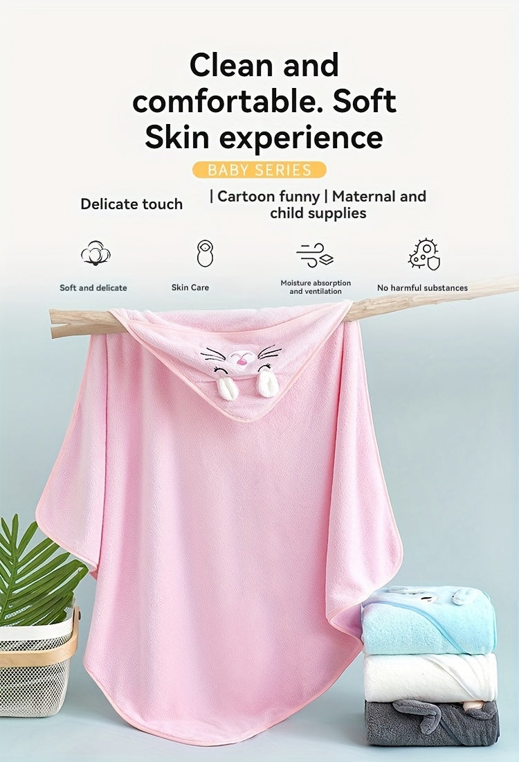 Cute Cartoon Design Baby Bath Towel & Hooded Bathrobe - Super Soft & Water Absorbent Microfiber For 0-2 Year Olds