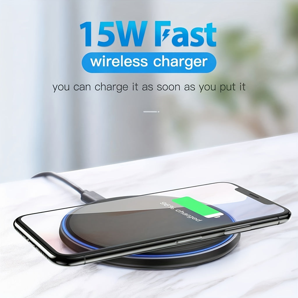 Wireless Charger For IPhone 15 14 13 12 Pro Max Mini 11 XS XR X 8 Plus For Airpods 3 15W Fast Wireless Charging Pad For Samsung Galaxy S24/S23/S23 Ultra/S22/S22+/S22 Ultra/S21/S21+/S21 Utral/S20/S20+/S10/S10+/S9/S9+/S8/S8+, N