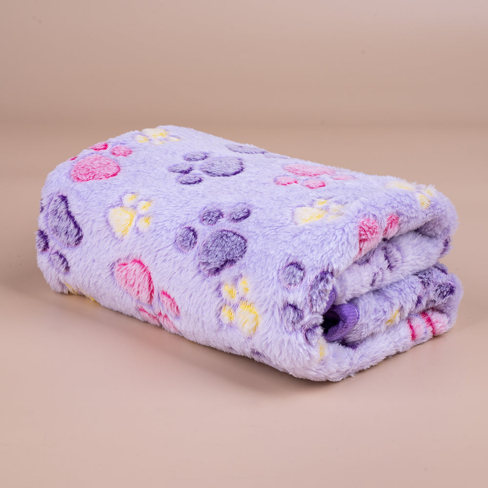Stay Cozy with this Adorable Dog Paw Print Fleece Blanket - Perfect for Cats & Dogs!