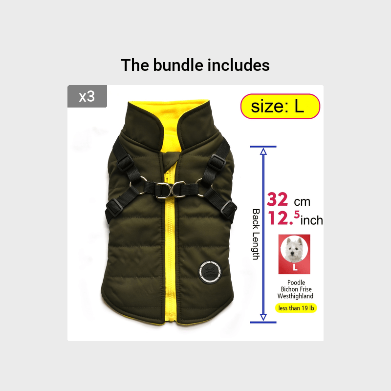 Warm Padded Dog Vest with Harness for Small and Medium Dogs - Red Coat for Extra Comfort and Security Christmas Gift