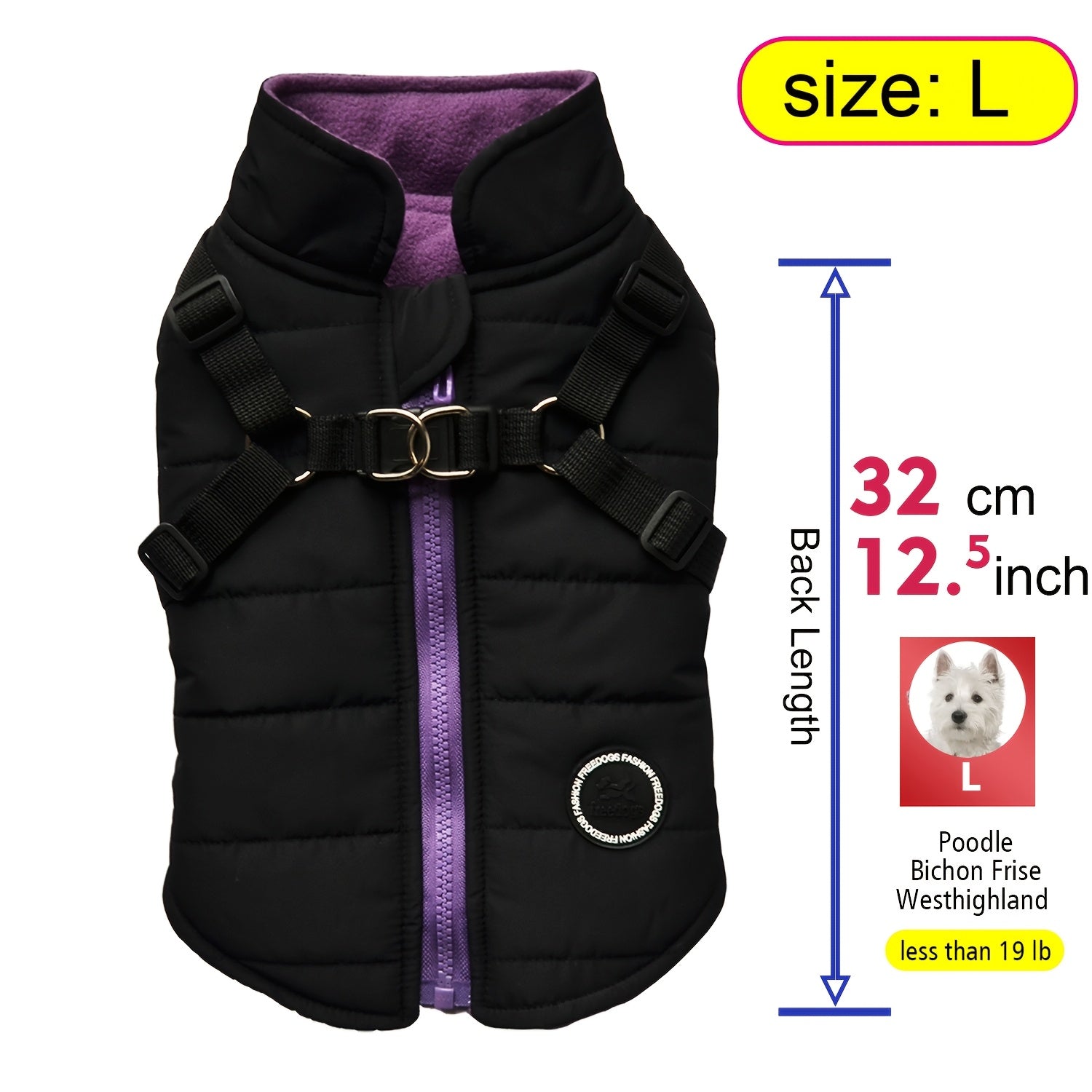 Warm Padded Dog Vest with Harness for Small and Medium Dogs - Red Coat for Extra Comfort and Security Christmas Gift