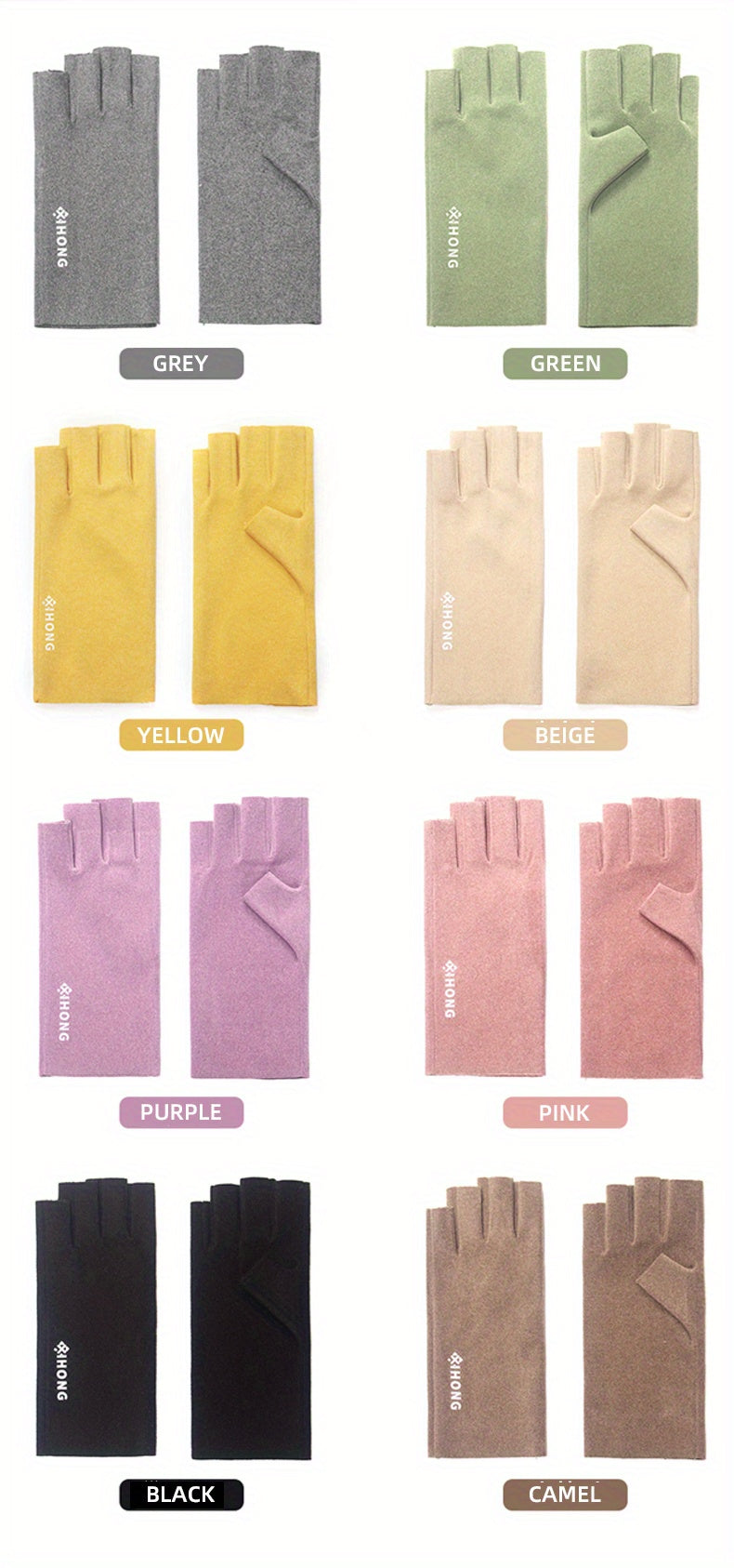 Fleece Coldproof Self-heating Gloves Solid Color Stretch Half Finger Touch Screen Gloves Winter Warm Women's Gloves