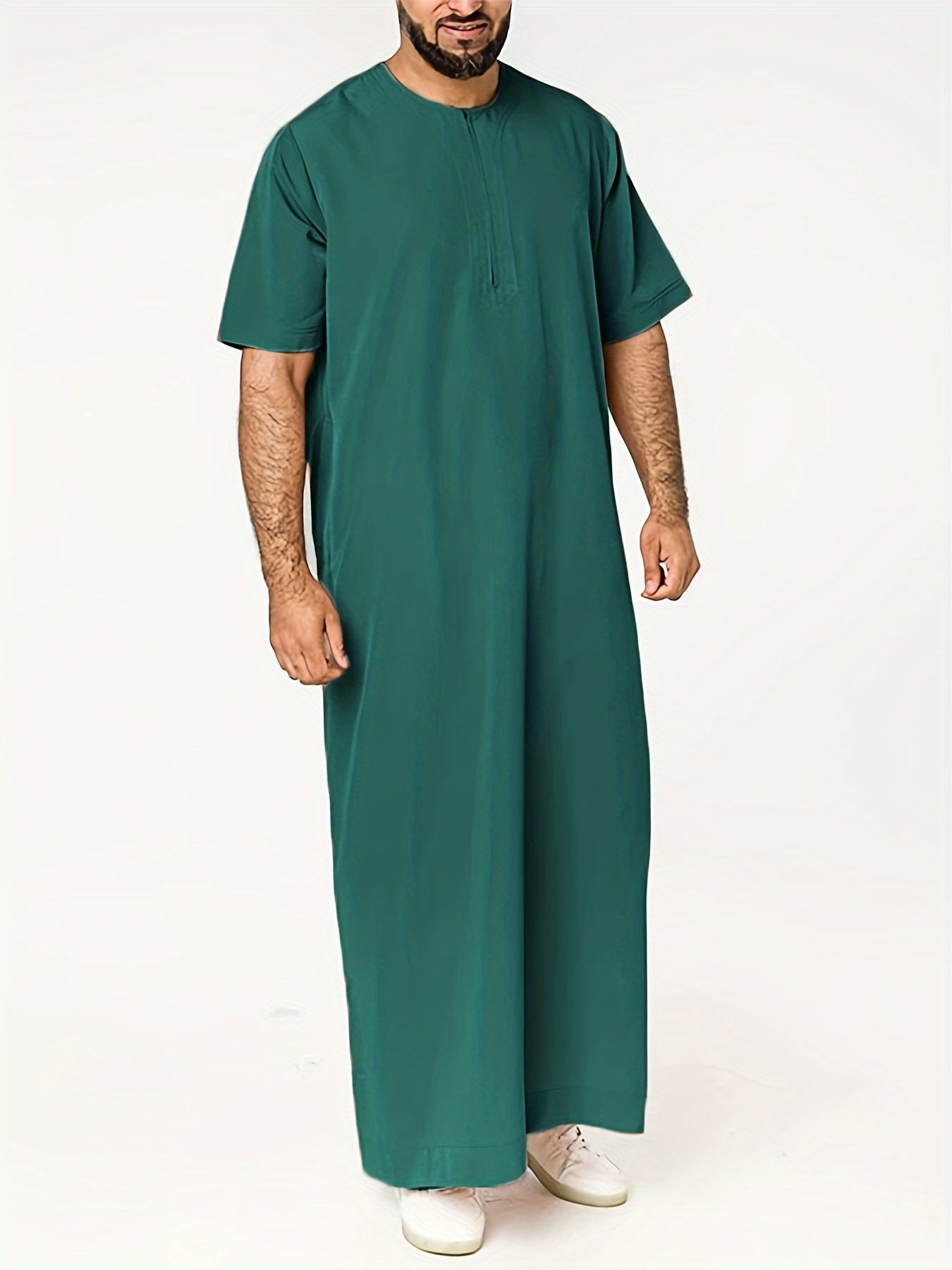 Plus Size Men's Solid Color Robe for Cultural Activities In Arabic, INCERUN