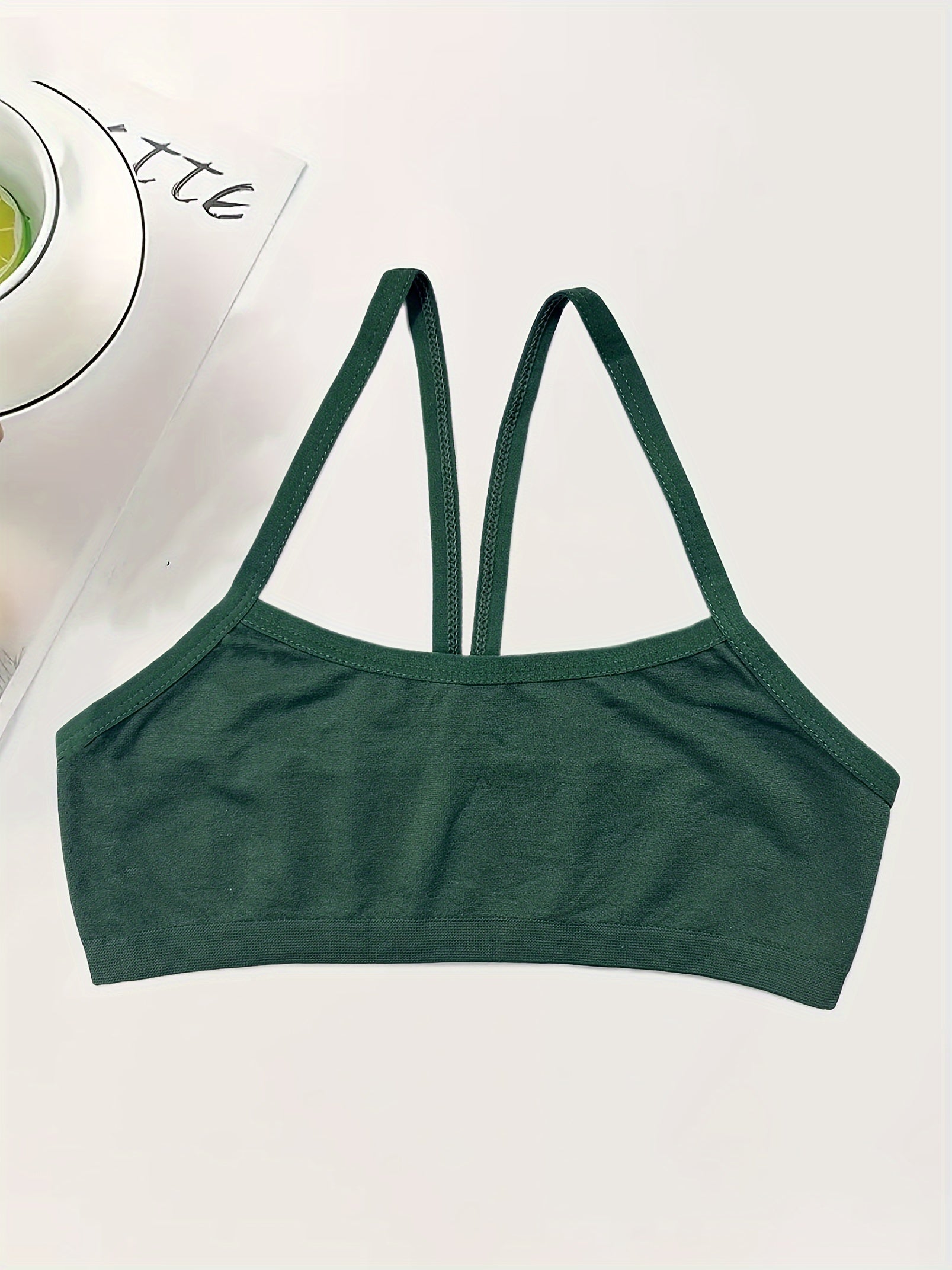 Holiday Style 4pcs Girls Training Bras Stretchy Sports Bralette Sleeveless Crops Tank Tops Underwears For 6-14 Years Old Kids