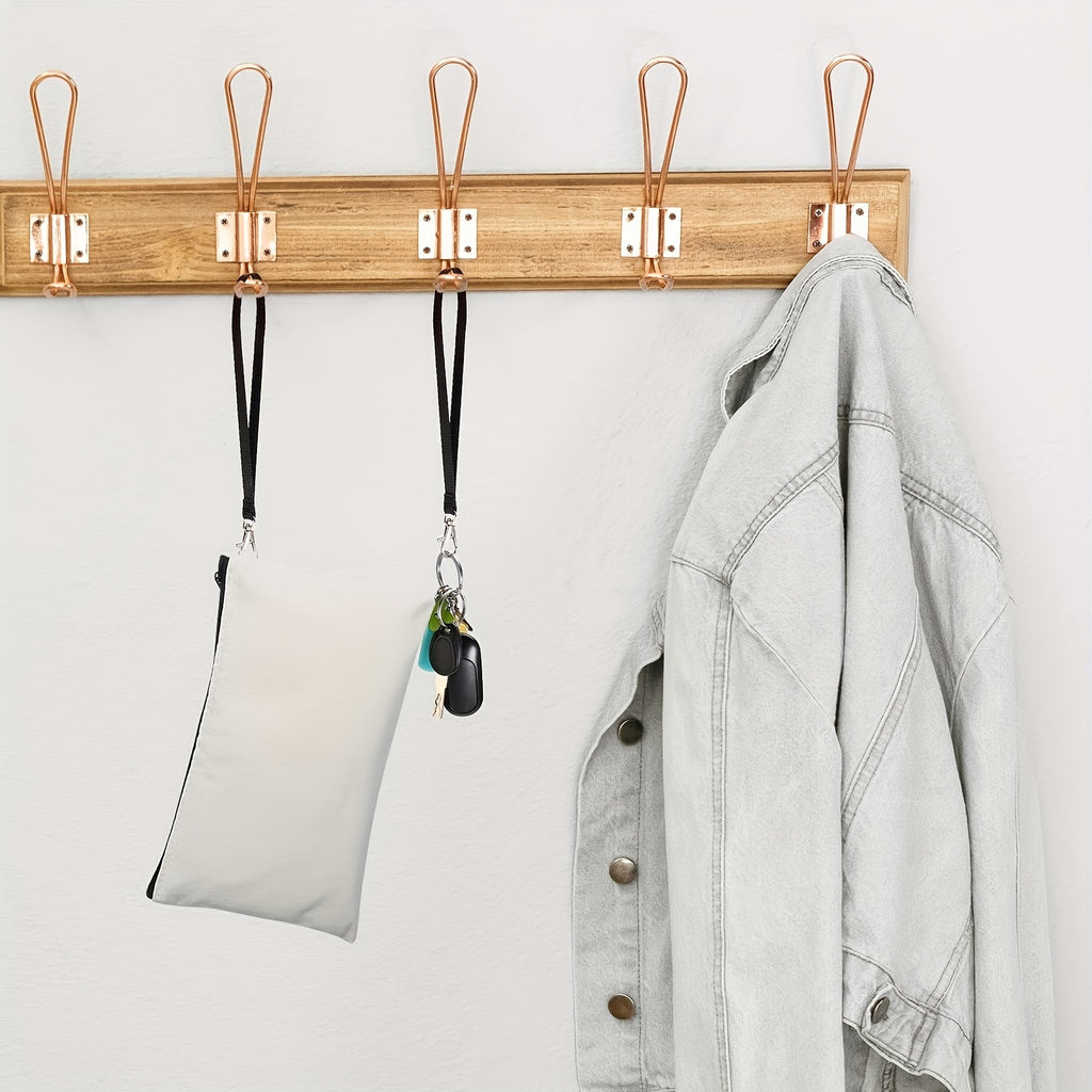 10pcs Cosmetic Bags Sublimation Blank Heat Transfer Makeup Bags With Wristband Lanyards For DIY Craft Travel Canvas Zipper Pencil Bags (8.3 X 5.1 Inch/21.08 X 12.95 Cm)