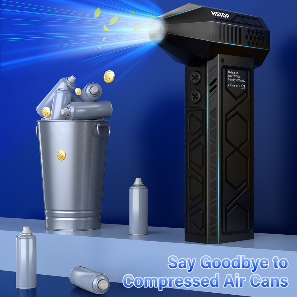 Rechargeable Compressed Air Duster with High-Speed Turbo Fan - 10000mAh Lithium Battery - Multi-Scene Powerful Cleaning Blower for Electronics, Car, Home, Office - USB Charged, Portable Handheld Dust Remover