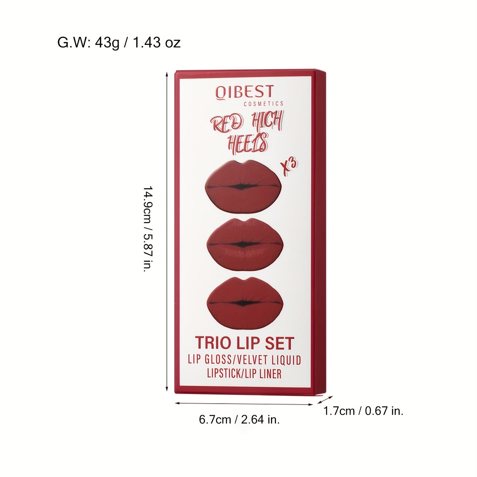 Lip Liner, Lipstick And Lip Gloss Trio Set, Matte Liquid Lipstick + Matching Lip Liner + Lip Gloss Nude Velvety Lipstick Makeup Kit Gift Set, Waterproof Long Lasting, Contains Plant Squalane Formula