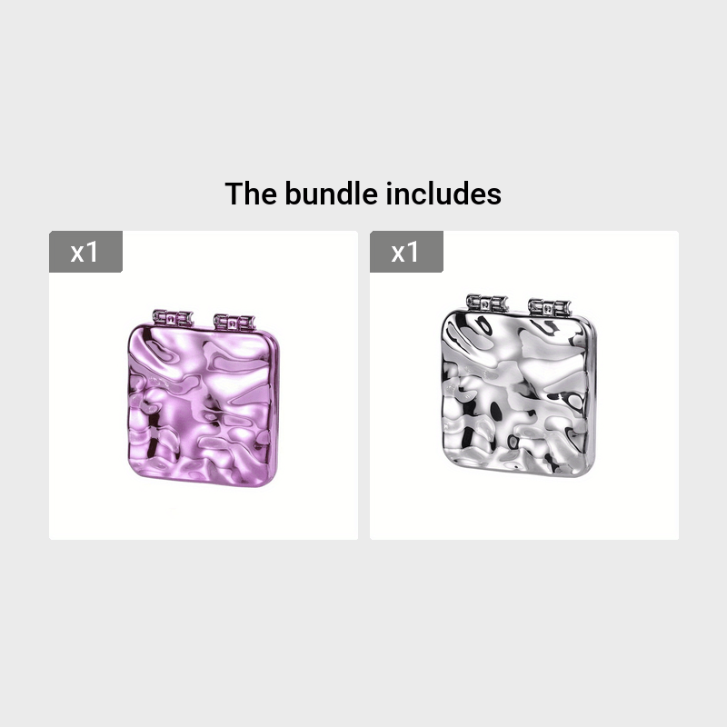 Wavy Pattern Silvery Portable Handheld Makeup Mirror, Vanity Mirror, Beauty Accessory, Nautical Theme, Stylish Design, Compact Mirror, Decorative Mirror, Gift For Her, Makeup Lovers