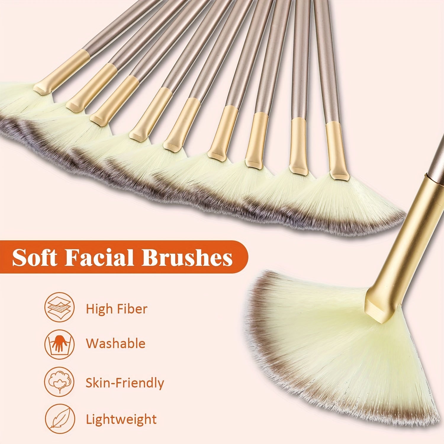 1/3/5/9pcs Deluxe Facial Brush Set - Soft, Gentle, and Versatile Applicator Brushes for Peel, Glycolic Mask, Makeup, Mud, and Cream - Champagne Color, High-Quality Tools for Flawless Skin