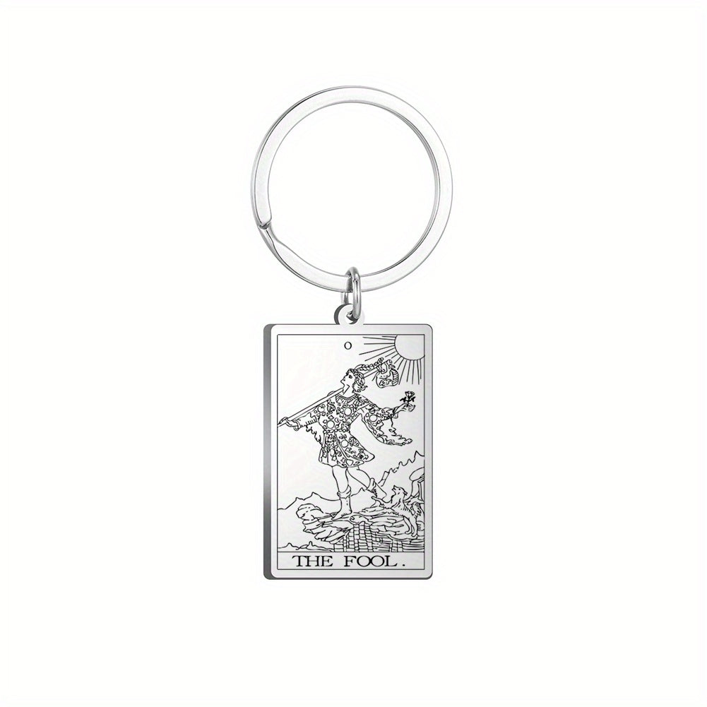 Vintage Stainless Steel Major Arcana Tarot Pendant Keychain - Powerful Divination Tool and Fashion Accessory