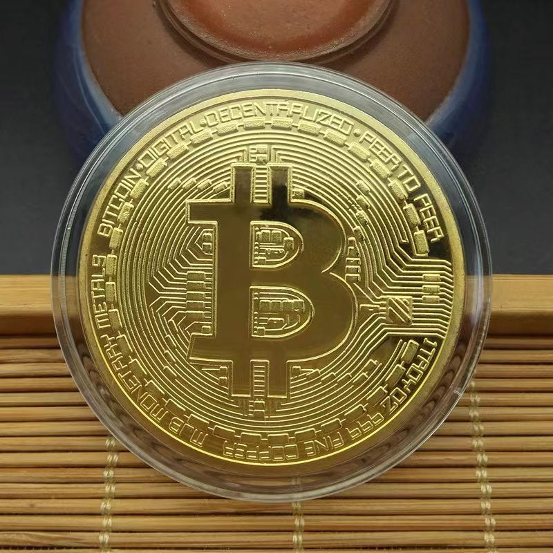 Golden Commemorative Coin Of Bitcoin, A Virtual Currency, As A Business Gift Item With Coin Craftsmanship For Foreign Trade.