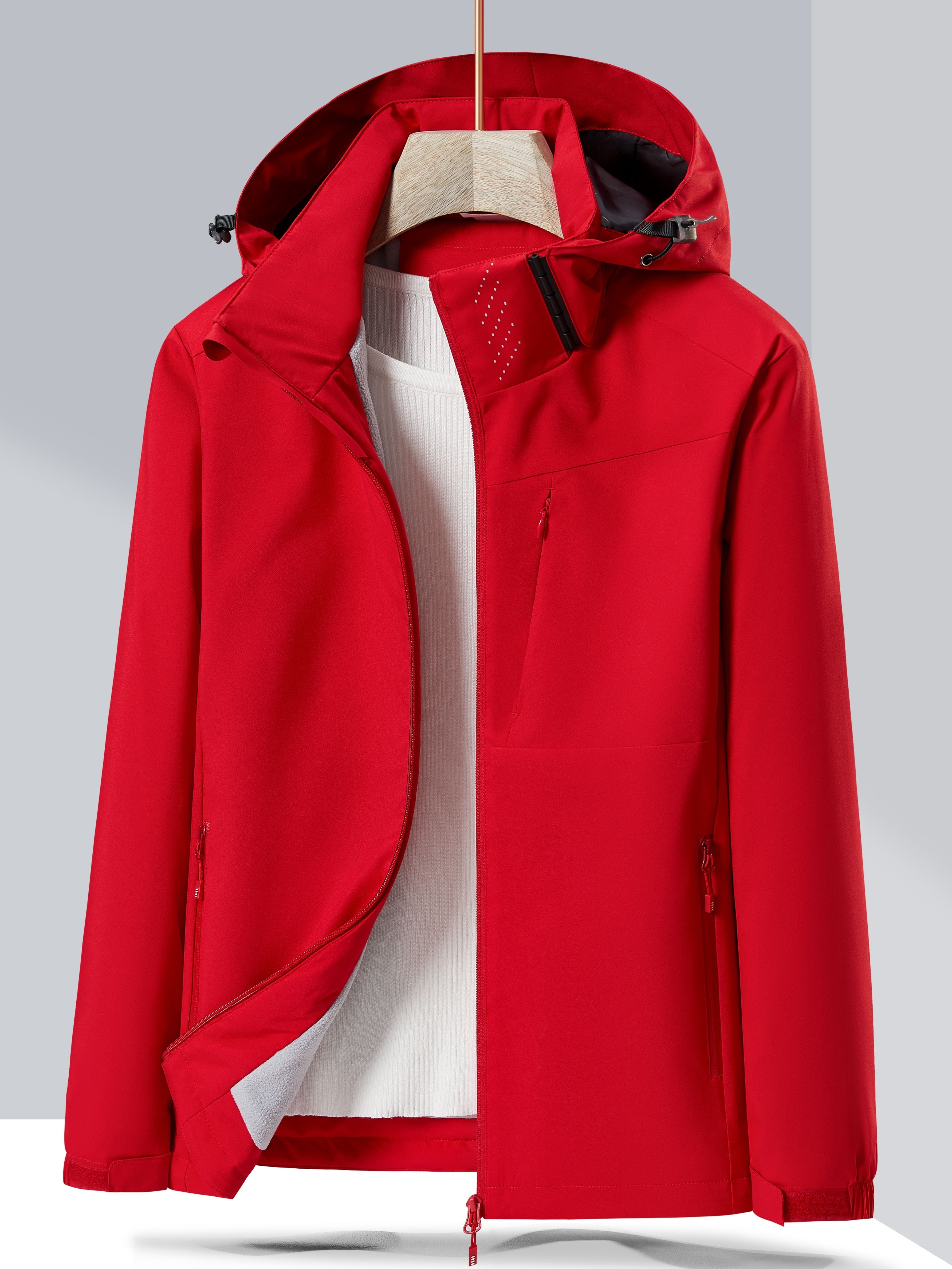 Women's Autumn and Winter Outdoor Sports Casual Warm Fleece Lined Windproof Stand Collar Jacket