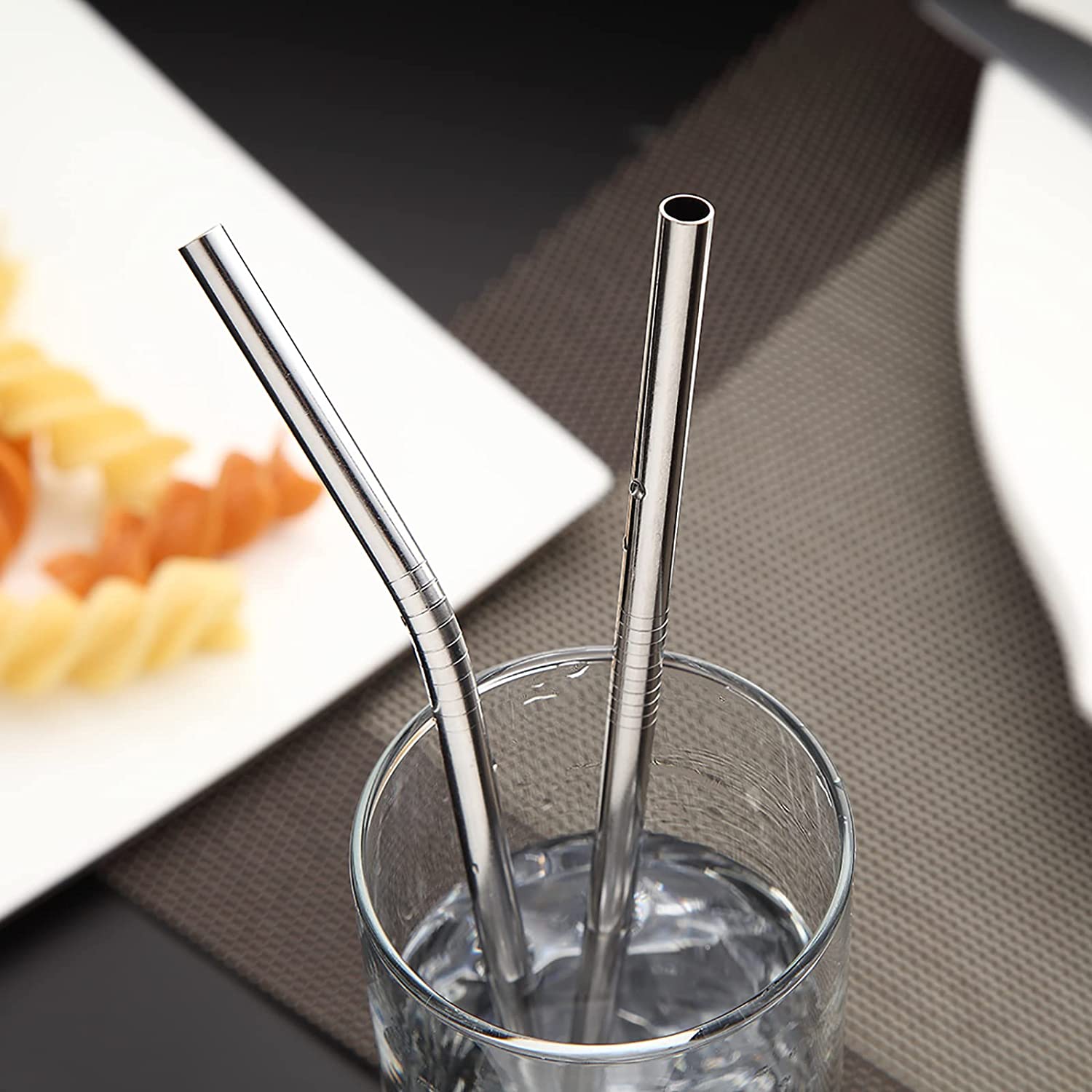 Portable Utensils, Travel Camping Cutlery Set, 8pcs including Knife Fork Spoon Chopsticks Cleaning Brush Straws Portable Case, Stainless Steel Flatware set