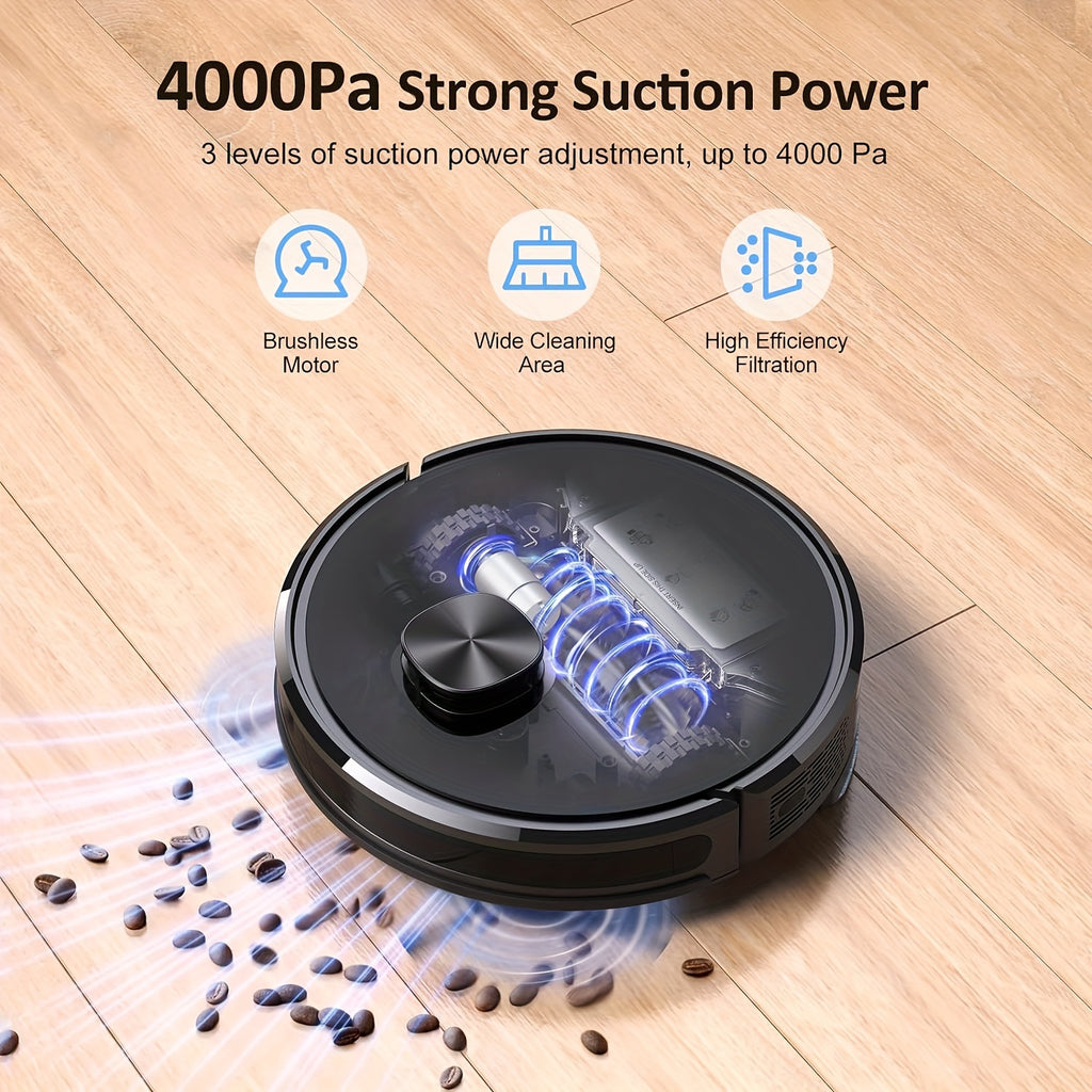 Robot Vacuum Cleaner And Mop Combo 4000Pa, Lubluelu SL61D Robotic Vacuum, 150Mins Max, 55dB, 10 No-Go Zones For Pet Hair Carpets Floor