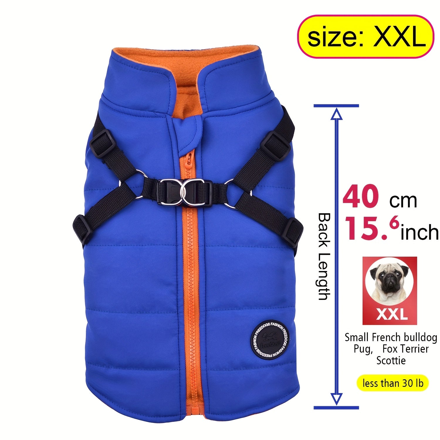 Warm Padded Dog Vest with Harness for Small and Medium Dogs - Red Coat for Extra Comfort and Security Christmas Gift