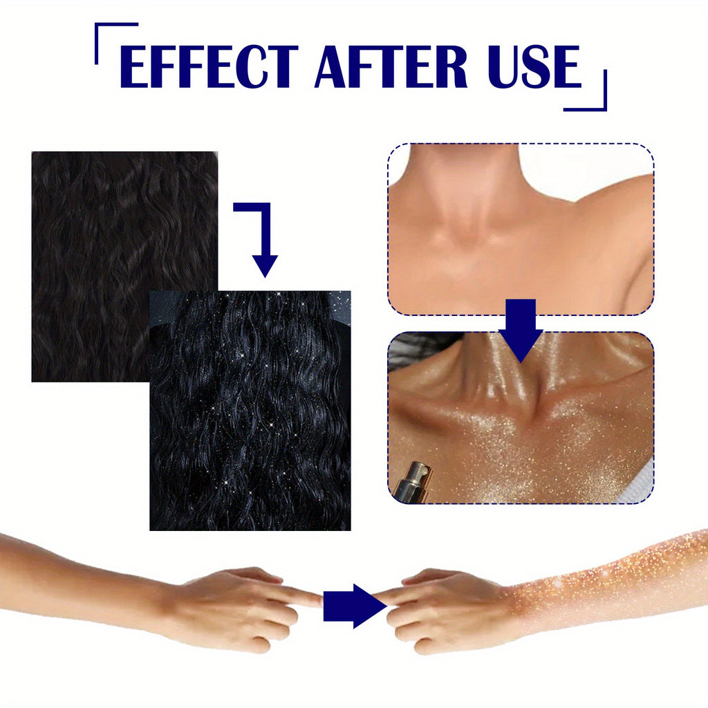 1PCS Glitter Spray Shimmer Silver Glitter Hairspray, Hair Body Glitter Spray, Silver Holographic Highlight Powder Spray For Party Perform Brighten Makeup