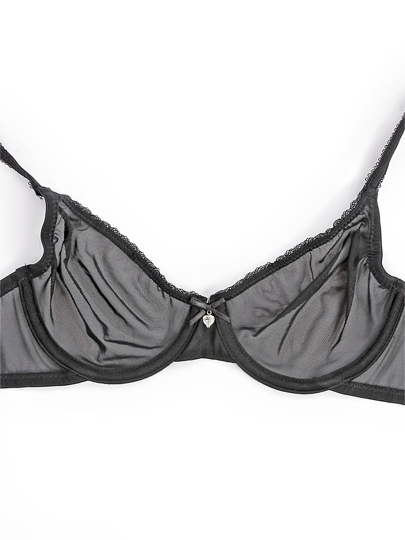 Transparent Mesh Thin Unlined Bra, Breathable Sheer No Pad Knitted Fabric Everyday Intimates Bra, Women's Lingerie & Underwear