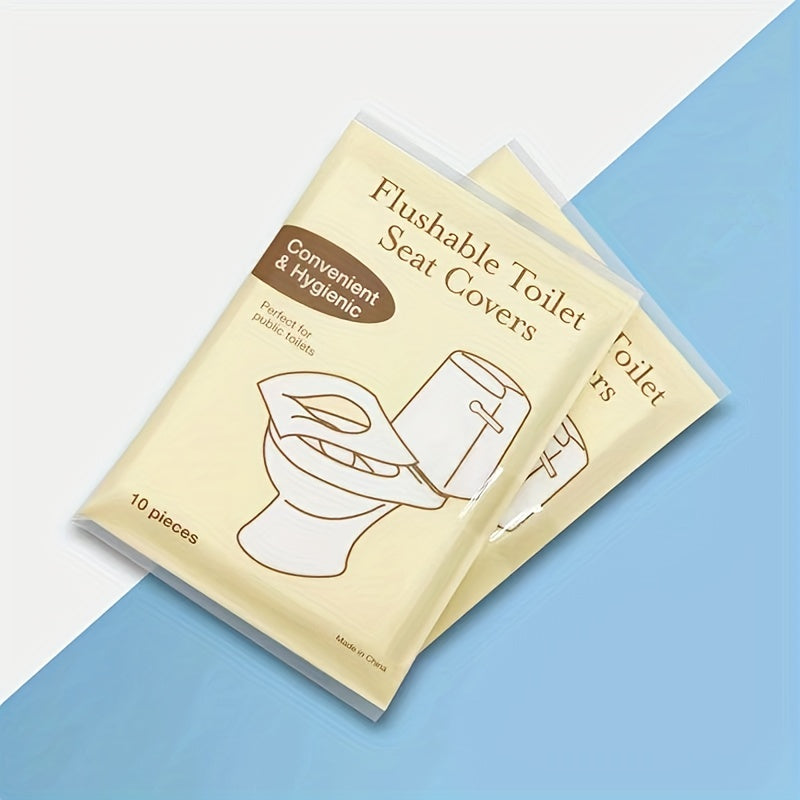 80Pcs/10Pcs Toilet Seat Covers Paper, Flushable Paper Toilet Seat Covers For Adults Potty Training, 100% Biodegradable, Travel Accessories For Public Restrooms, Airplane, Camping