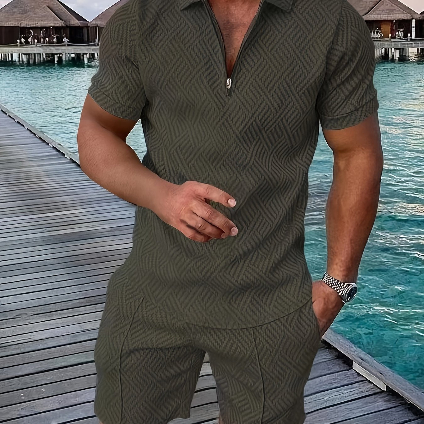 Men's T-shirt short sleeve + shorts casual sports suit blue