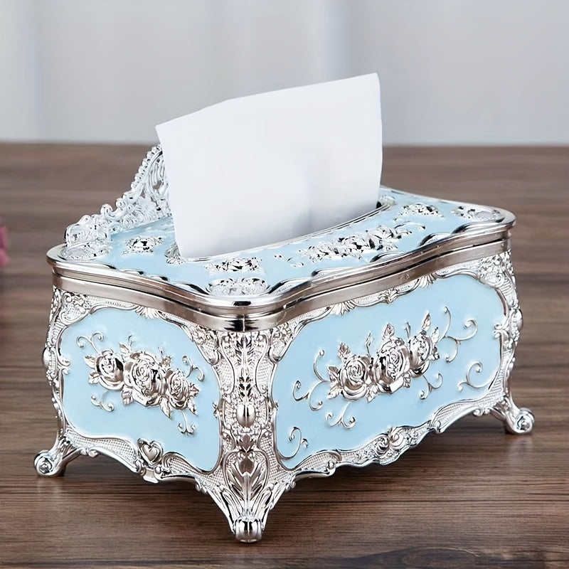 1pc Rose Crown Embossed Tissue Box - Luxurious Elegant Design Tissue Holders, Paper Holder, Napkin Holder - For Home, Living Room, KTV, Hotel, Bar, Club, Toilet, Bath - Perfect Gift for Housewarming & Wedding