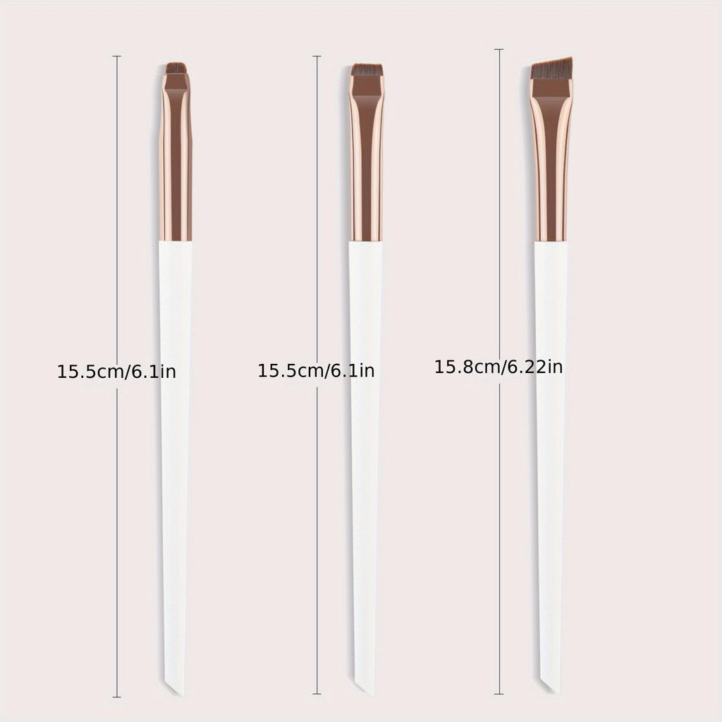 3Pcs Ultra-Thin Eyebrow Brush Set - Angled Precision Eyeliner Makeup Brushes, Synthetic Bristles Slanted Eye Brow Tinting Kit