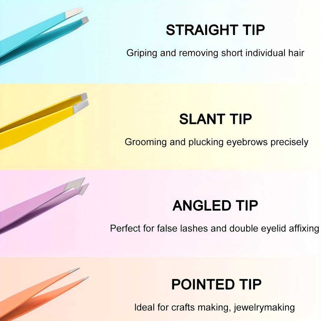 1pcs/4pcs Tweezers For Eyebrows, Slant Tip/ Angled Tip Eyebrow Tweezers, Precision For Eyebrows Facial Hair, Ingrown Hair