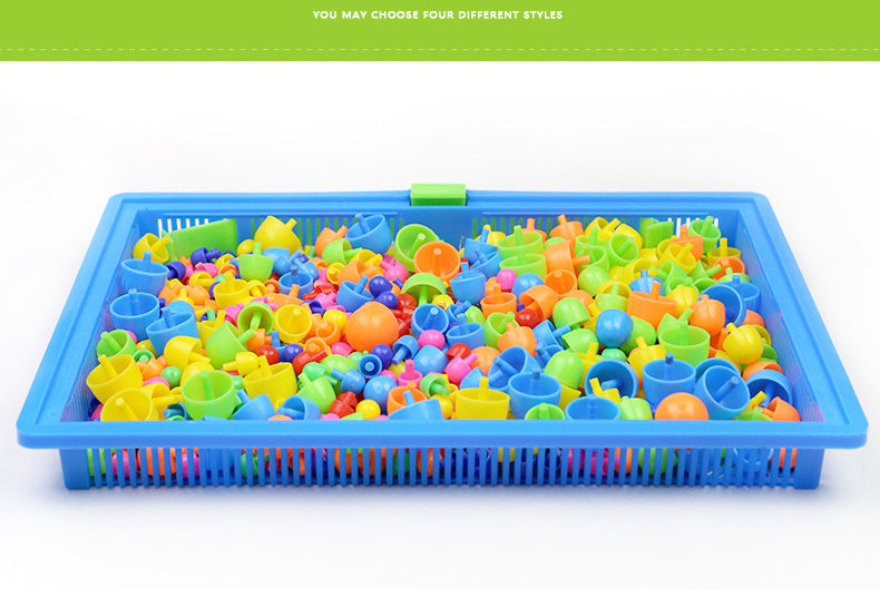 Diikamiiok 296pcs Plastic Mushroom Nail Building Blocks Puzzles Kids Educational Game Color Cognition Intellectual Educational Toys For Children Gifts Easter Gift Christmas, Halloween Gift