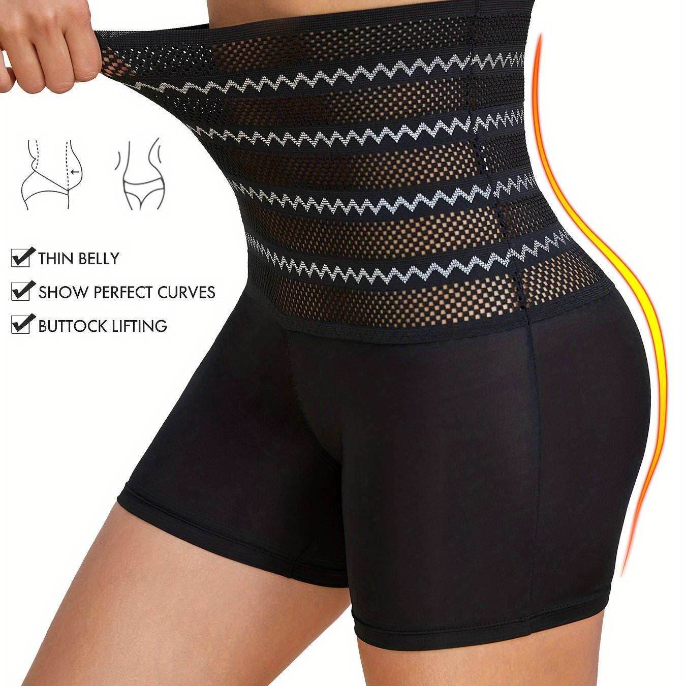 NADIA GO High Support Solid Color Polyester Knit Fabric Hollow Jegging, Waist Trainer, Shapewear, Butt Lifter, Waist Trainer, Slimming Tights for Women