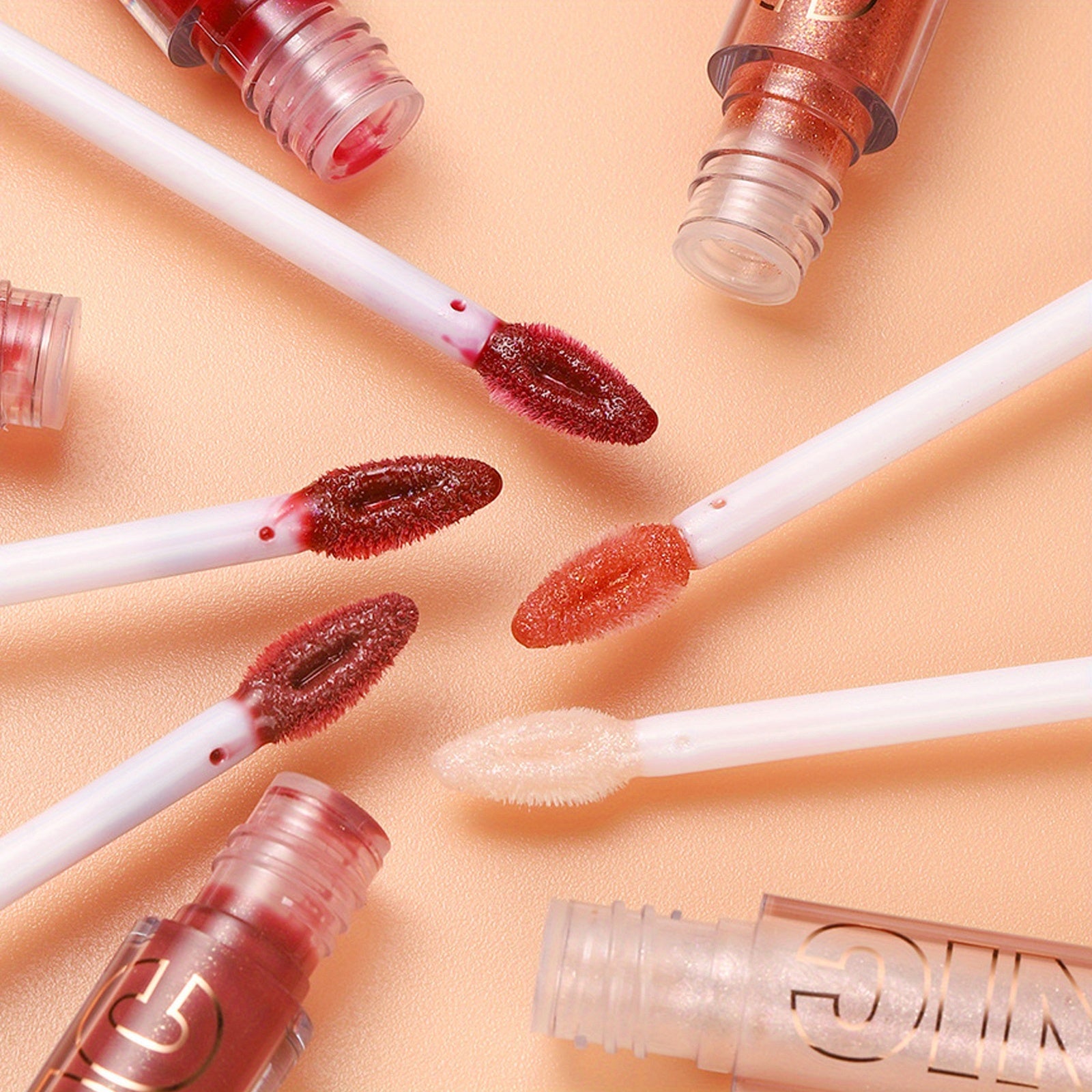 Eight Colors Hyaluronic Acid Moisturizing Lip Glaze Glitter Gloss - Non-Stick, Hydrating, Natural Nude Makeup - Perfect Valentine's Day Gifts, Music Festival Essentials, Long-Lasting, Cruelty-Free, Paraben-Free