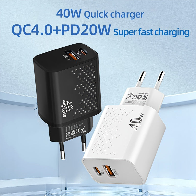 USB C Charger, 2-Port PD 3.0+QC4.0 Fast Charger USB Wall Charger, For Google Pixel 6/Pro, For IPhone 15/14/13/12/11/Mini/Pro Max, Pad Pro, For AirPods/samsung/Android Phone