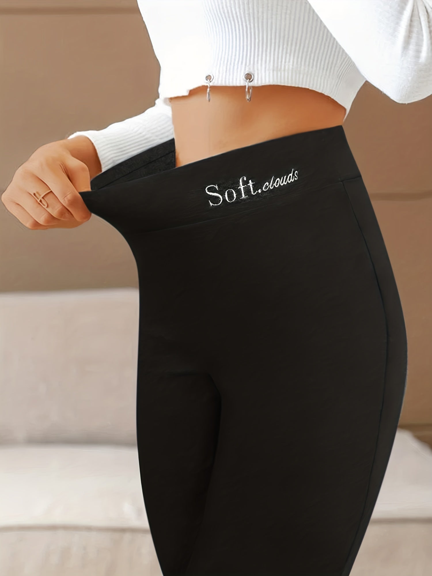 Fleece Lined Leggings, Winter & Fall Casual Thermal Leggings, Women's Clothing