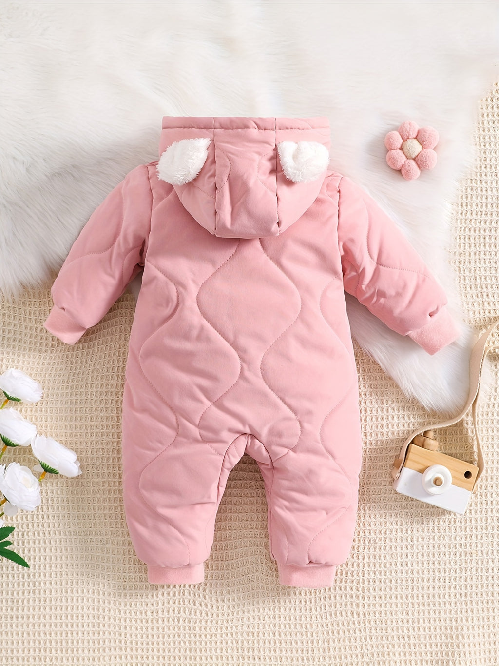 Baby Thickened Romper Autumn and Winter Outdoor Suit Newborn Set with Fleece Lining Zipper for 0-1 Year Old Youngsters' Clothes Christmas/Halloween/Thanksgiving Day, for Outdoor