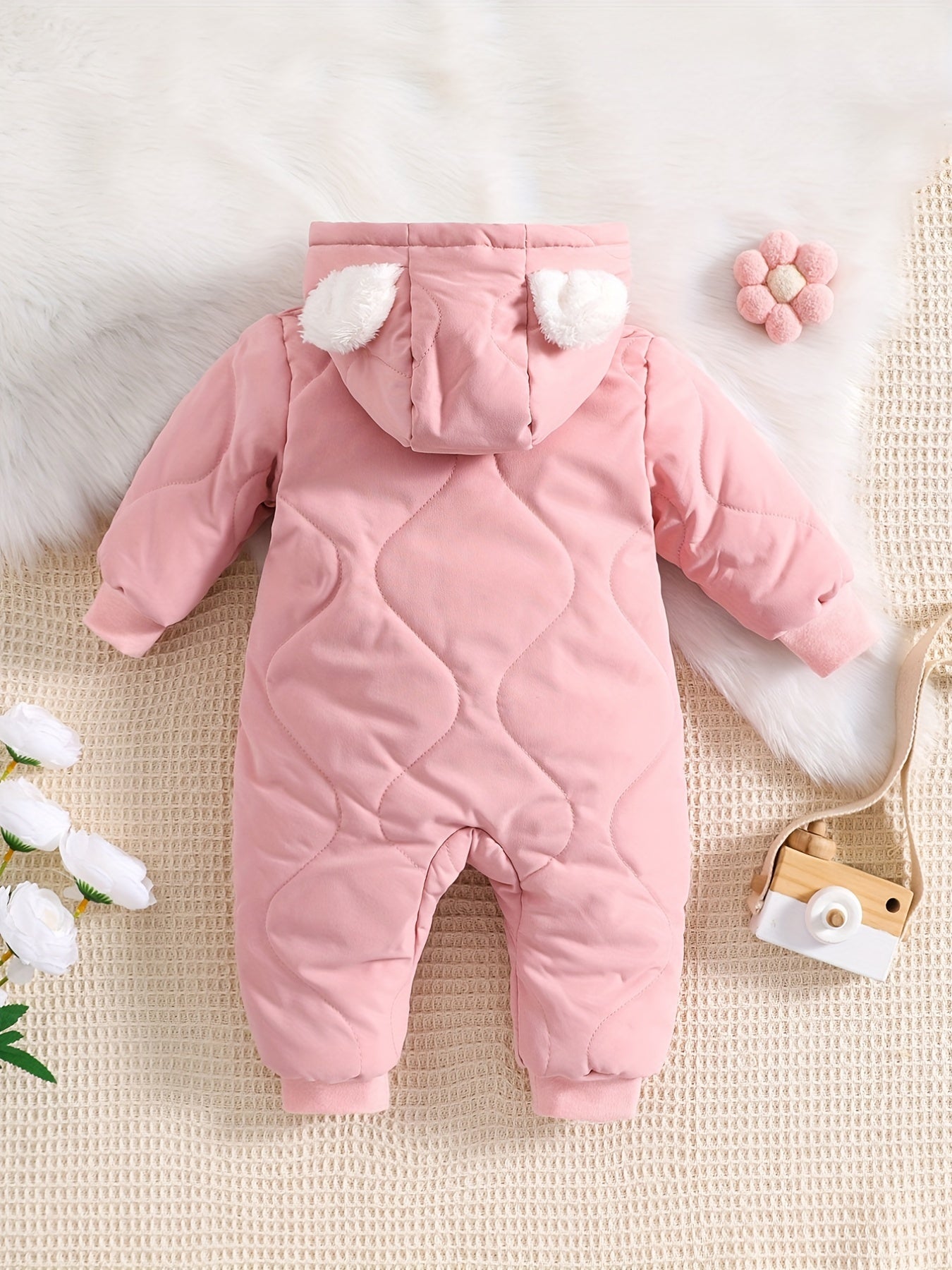 Baby Thickened Romper Autumn and Winter Outdoor Suit Newborn Set with Fleece Lining Zipper for 0-1 Year Old Youngsters' Clothes Christmas/Halloween/Thanksgiving Day, for Outdoor