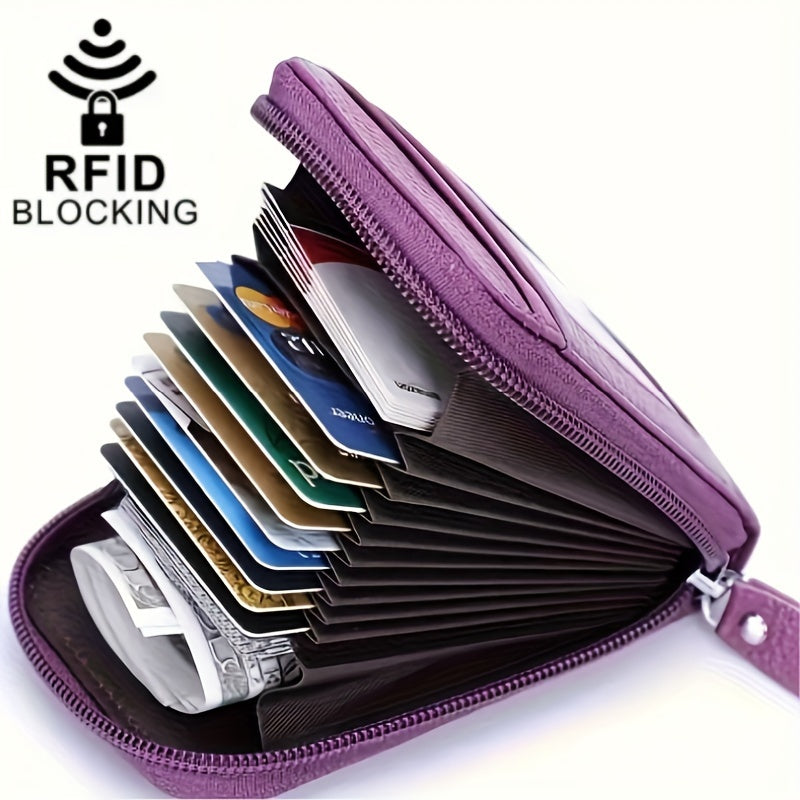 1pc RFID Blocking Card Holder with Zipper, Compact Credit Card Case for And Women, Polyester Lined, Modern Design, Credit Card Storage | Sleek Card Case | Polyester Lined Interior