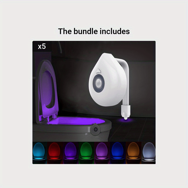 Toilet Motion Sensor Light, 8 Colors Changing Sensor LED Washroom Night Light Inside Toliet Lamp, PIR Motion Activated Bathroom Accessory, Fits Any Toilet For Event Holding/shops/stores