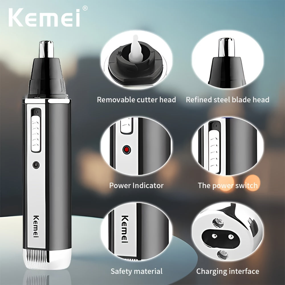 [4-in-1 Professional Grooming Kit] Kemei 4-in-1 Professional Grooming Kit, USB Rechargeable Nose & Ear Hair Trimmer, Beard and Eyebrow Razor, Men'S Personal Care Tools with Nickel Battery, ≤36V Operating Voltage