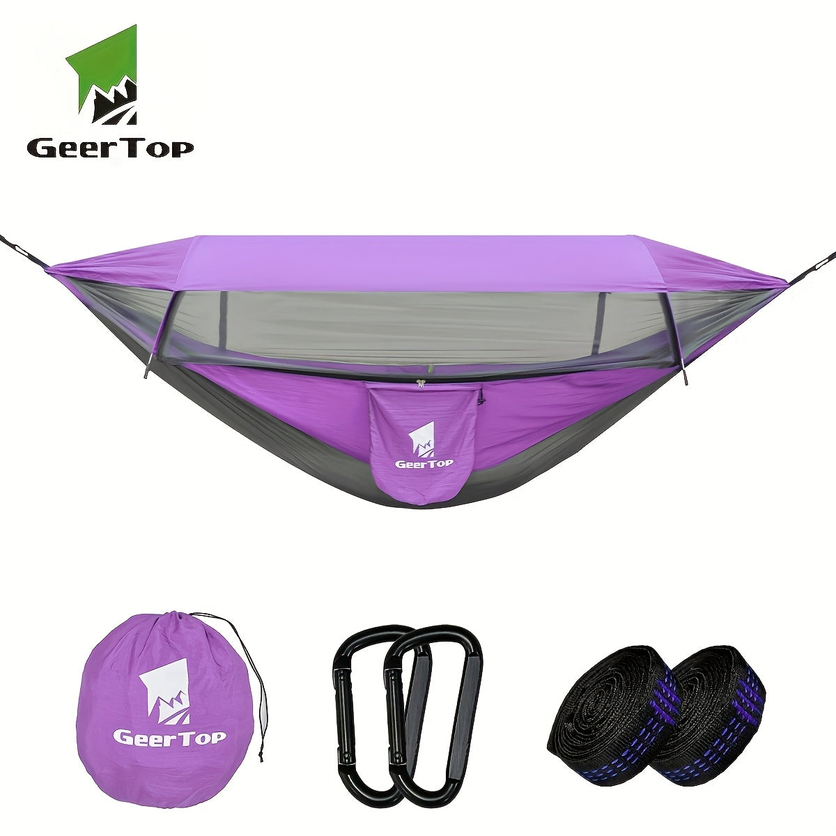 GEERTOP 3in 1 Outdoor Hammock with Mosquito Net Sun Shelter Rainfly, Double Sleep Rest Camping Hammock for Backpacking Travel Garden Park