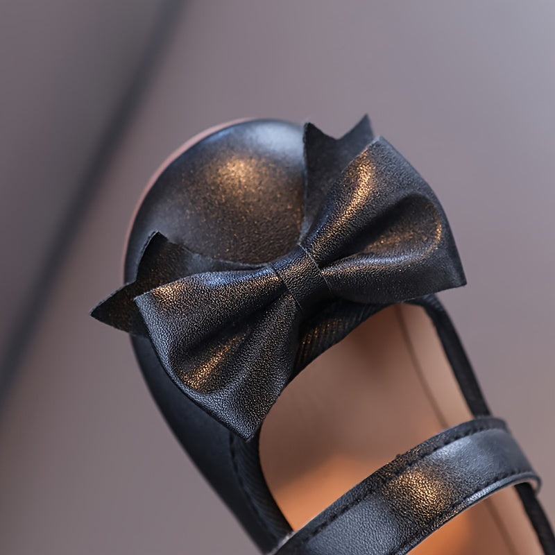 Girls Shoes Mary Jane Flats Soft Sole Non-slip Bow Decor Princess Shoes