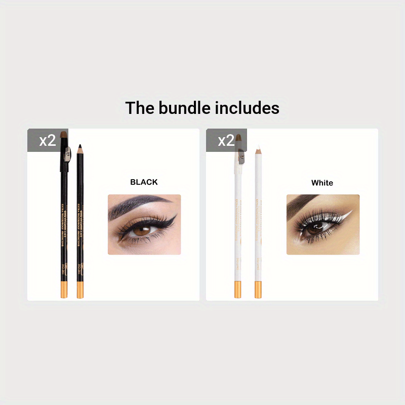 Wooden Makeup Pen With Pencil Sharpener Black Pearlescent White Multi-color Lip Liner Eyeliner Lying Silkworm Eyebrow Pencil Multi-purpose Makeup Tool Valentine's Day Gifts